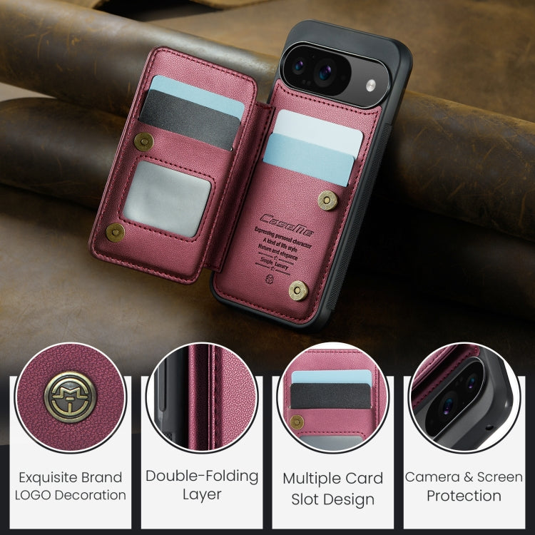 For Google Pixel 9 / 9 Pro CaseMe C22 Card Slots Holder RFID Anti-theft Phone Case(Wine)