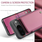 For Google Pixel 9 / 9 Pro CaseMe C22 Card Slots Holder RFID Anti-theft Phone Case(Wine)