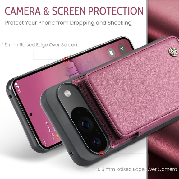For Google Pixel 9 / 9 Pro CaseMe C22 Card Slots Holder RFID Anti-theft Phone Case(Wine)