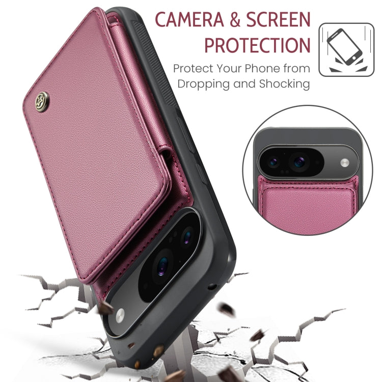 For Google Pixel 9 / 9 Pro CaseMe C22 Card Slots Holder RFID Anti-theft Phone Case(Wine)
