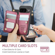 For Google Pixel 9 / 9 Pro CaseMe C22 Card Slots Holder RFID Anti-theft Phone Case(Wine)
