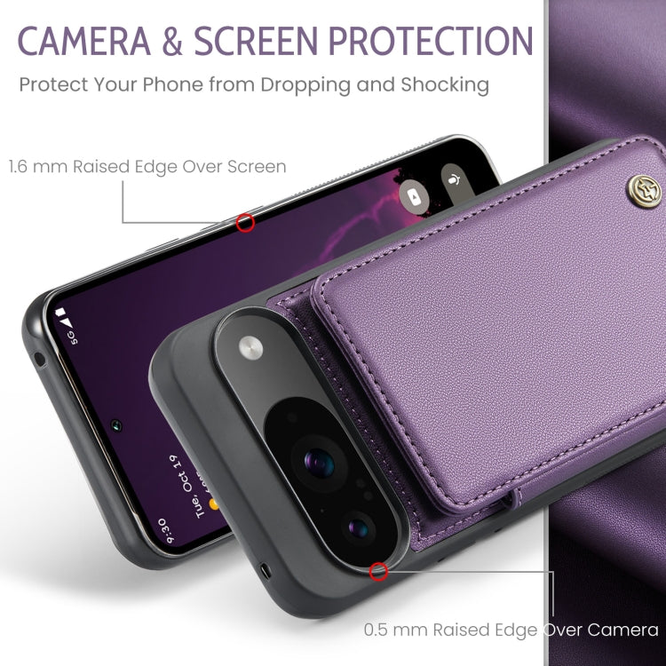 For Google Pixel 9 / 9 Pro CaseMe C22 Card Slots Holder RFID Anti-theft Phone Case(Purple)