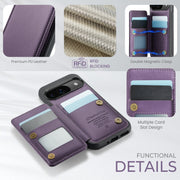For Google Pixel 9 / 9 Pro CaseMe C22 Card Slots Holder RFID Anti-theft Phone Case(Purple)