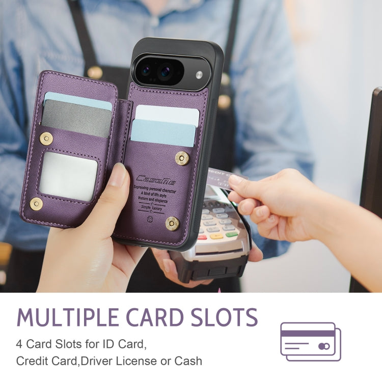 For Google Pixel 9 / 9 Pro CaseMe C22 Card Slots Holder RFID Anti-theft Phone Case(Purple)