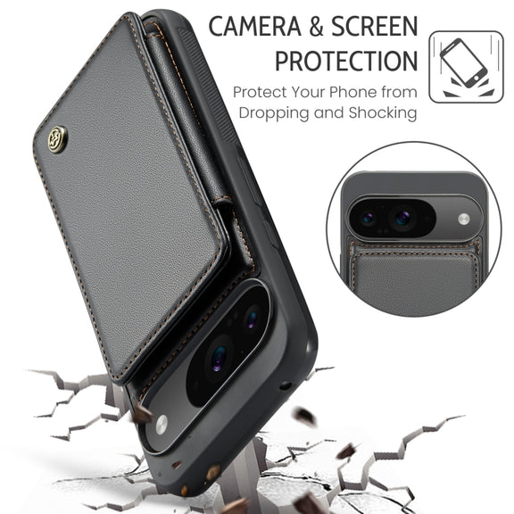 For Google Pixel 9 / 9 Pro CaseMe C22 Card Slots Holder RFID Anti-theft Phone Case(Black)