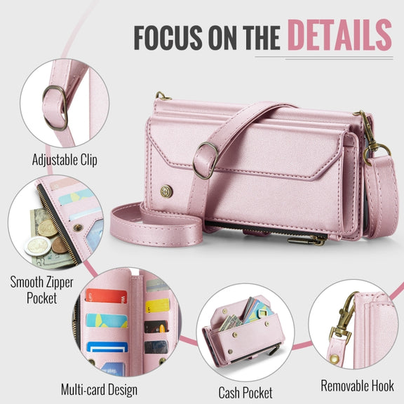 For Google Pixel 9 Pro XL CaseMe C36 Card Slots Zipper Wallet RFID Anti-theft Leather Phone Case(Pink)