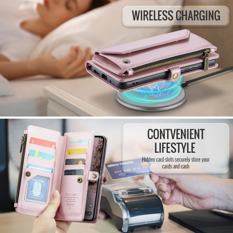For Google Pixel 9 Pro XL CaseMe C36 Card Slots Zipper Wallet RFID Anti-theft Leather Phone Case(Pink)