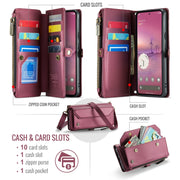For Google Pixel 9 Pro XL CaseMe C36 Card Slots Zipper Wallet RFID Anti-theft Leather Phone Case(Wine)