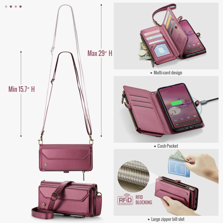 For Google Pixel 9 Pro XL CaseMe C36 Card Slots Zipper Wallet RFID Anti-theft Leather Phone Case(Wine)