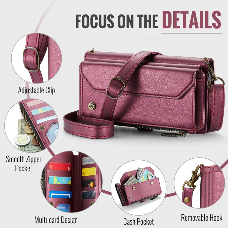 For Google Pixel 9 Pro XL CaseMe C36 Card Slots Zipper Wallet RFID Anti-theft Leather Phone Case(Wine)