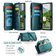 For Google Pixel 9 Pro XL / 10 Pro XL CaseMe C36 Card Slots Zipper Wallet RFID Anti-theft Leather Phone Case(Green)