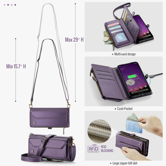 For Google Pixel 9 Pro XL CaseMe C36 Card Slots Zipper Wallet RFID Anti-theft Leather Phone Case(Purple)