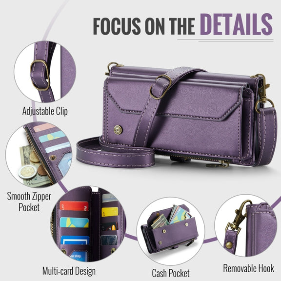 For Google Pixel 9 Pro XL CaseMe C36 Card Slots Zipper Wallet RFID Anti-theft Leather Phone Case(Purple)