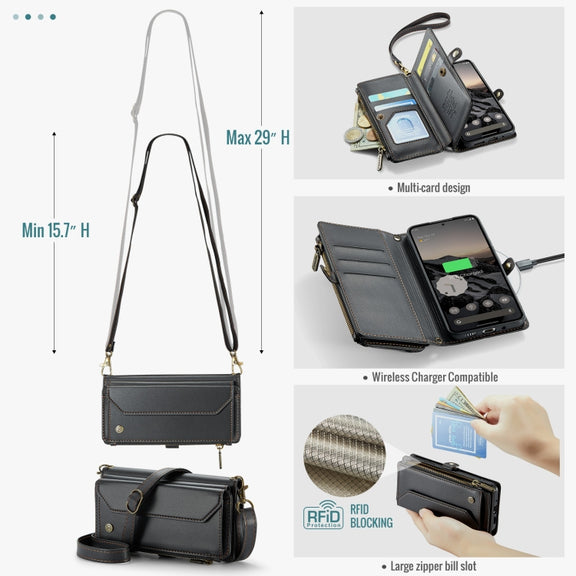 For Google Pixel 9 / 9 Pro CaseMe C36 Card Slots Zipper Wallet RFID Anti-theft Leather Phone Case(Black)