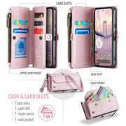 For Google Pixel 9 / 9 Pro CaseMe C36 Card Slots Zipper Wallet RFID Anti-theft Leather Phone Case(Pink)