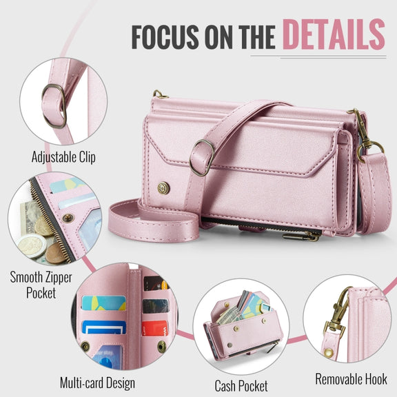 For Google Pixel 9 / 9 Pro CaseMe C36 Card Slots Zipper Wallet RFID Anti-theft Leather Phone Case(Pink)