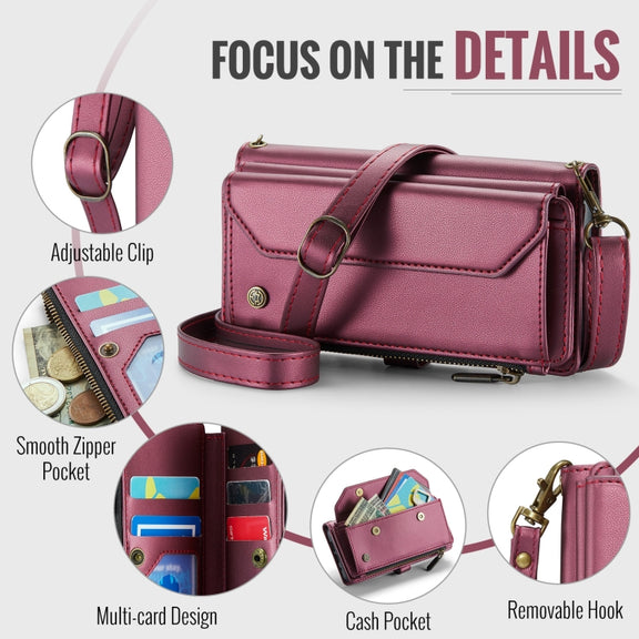 For Google Pixel 9 / 9 Pro CaseMe C36 Card Slots Zipper Wallet RFID Anti-theft Leather Phone Case(Wine)