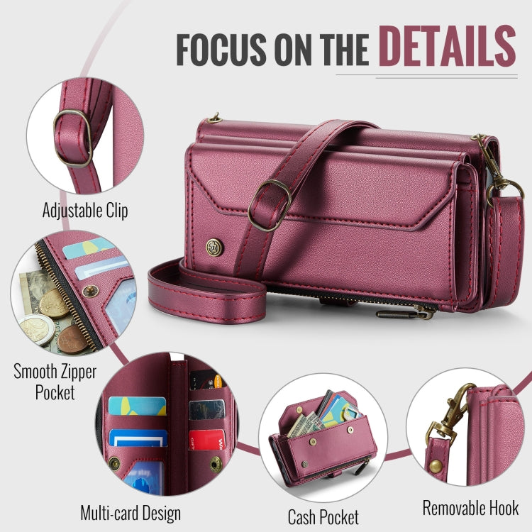 For Google Pixel 9 / 9 Pro CaseMe C36 Card Slots Zipper Wallet RFID Anti-theft Leather Phone Case(Wine)