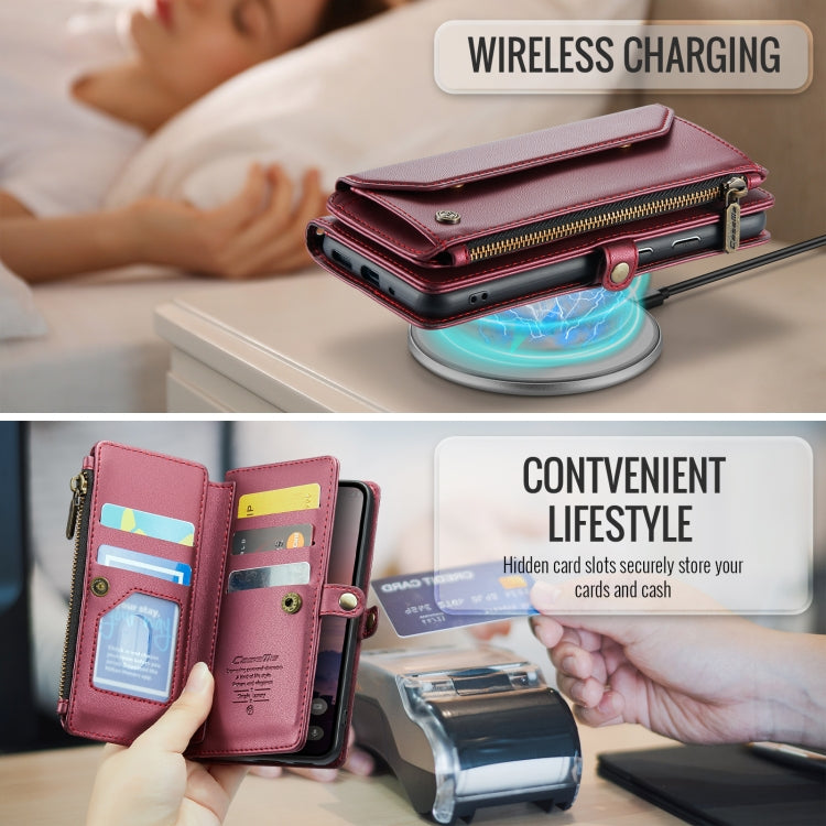 For Google Pixel 9 / 9 Pro CaseMe C36 Card Slots Zipper Wallet RFID Anti-theft Leather Phone Case(Wine)