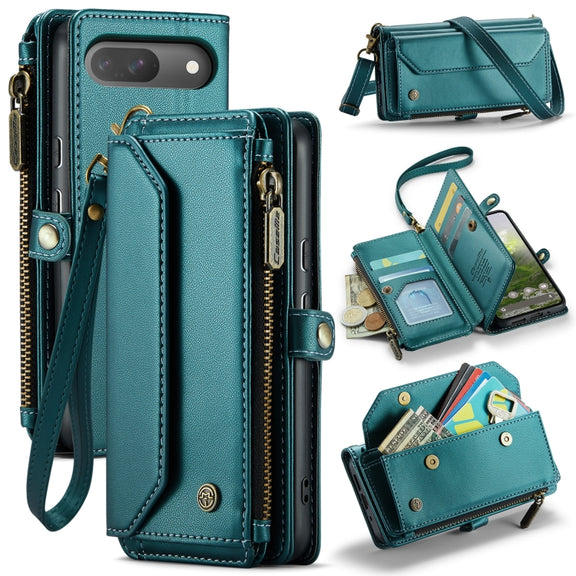 For Google Pixel 9 / 9 Pro CaseMe C36 Card Slots Zipper Wallet RFID Anti-theft Leather Phone Case(Green)