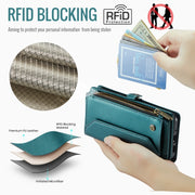 For Google Pixel 9 / 9 Pro CaseMe C36 Card Slots Zipper Wallet RFID Anti-theft Leather Phone Case(Green)