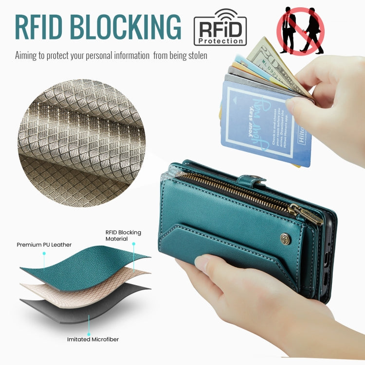 For Google Pixel 9 / 9 Pro CaseMe C36 Card Slots Zipper Wallet RFID Anti-theft Leather Phone Case(Green)