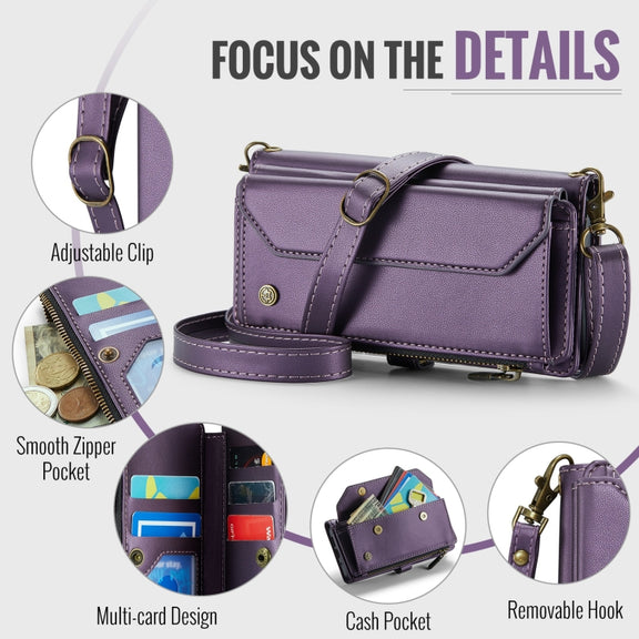 For Google  Pixel 10 / 10 Pro / 9 CaseMe C36 Card Slots Zipper Wallet RFID Anti-theft Leather Phone Case(Purple)