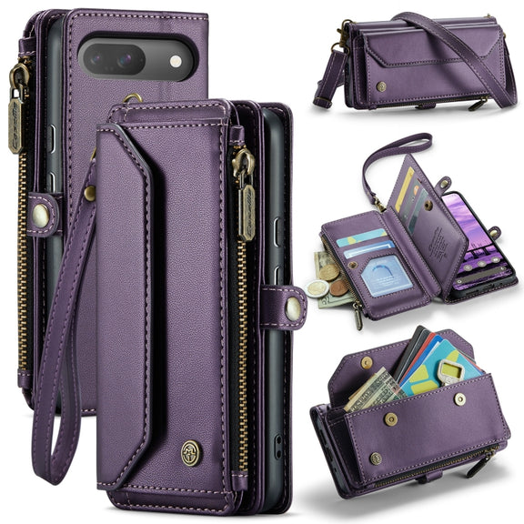 For Google  Pixel 10 / 10 Pro / 9 CaseMe C36 Card Slots Zipper Wallet RFID Anti-theft Leather Phone Case(Purple)