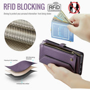 For Google  Pixel 10 / 10 Pro / 9 CaseMe C36 Card Slots Zipper Wallet RFID Anti-theft Leather Phone Case(Purple)