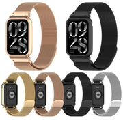For Xiaomi Mi Band 8 Pro Metal Frame + Milan Magnetic Stainless Steel Integrated Watch Band(Silver)