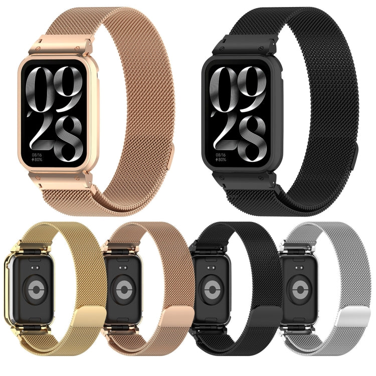 For Xiaomi Mi Band 8 Pro Metal Frame + Milan Magnetic Stainless Steel Integrated Watch Band(Silver)