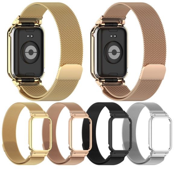 For Xiaomi Mi Band 8 Pro Metal Frame + Milan Magnetic Stainless Steel Integrated Watch Band(Silver)