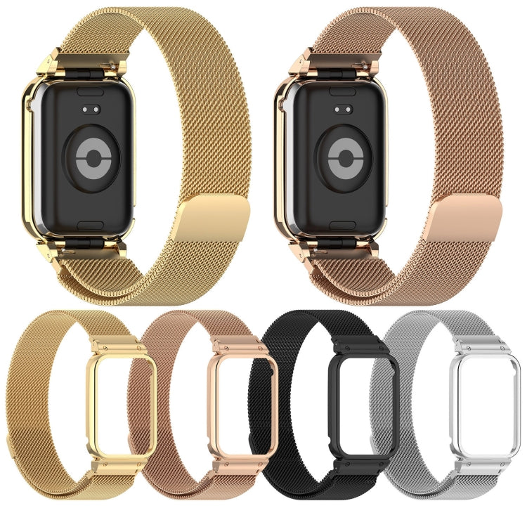 For Xiaomi Mi Band 8 Pro Metal Frame + Milan Magnetic Stainless Steel Integrated Watch Band(Silver)