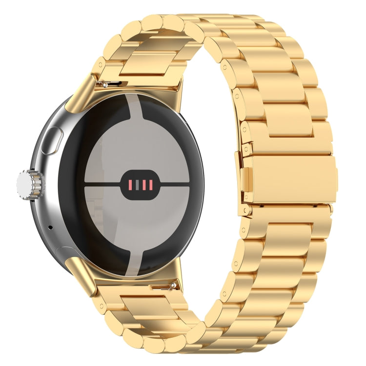 For Google Pixel Watch 3 41mm Three Beads Stainless Steel Metal Watch Band(Gold)