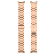 For Google Pixel Watch 3 41mm Three Beads Stainless Steel Metal Watch Band(Rose Gold)