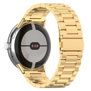 For Google Pixel Watch 3 45mm Three Beads Stainless Steel Metal Watch Band(Gold)