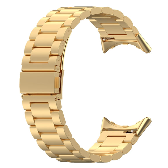 For Google Pixel Watch 3 45mm Three Beads Stainless Steel Metal Watch Band(Gold)