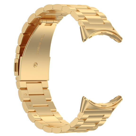 For Google Pixel Watch 3 45mm Three Beads Stainless Steel Metal Watch Band(Gold)