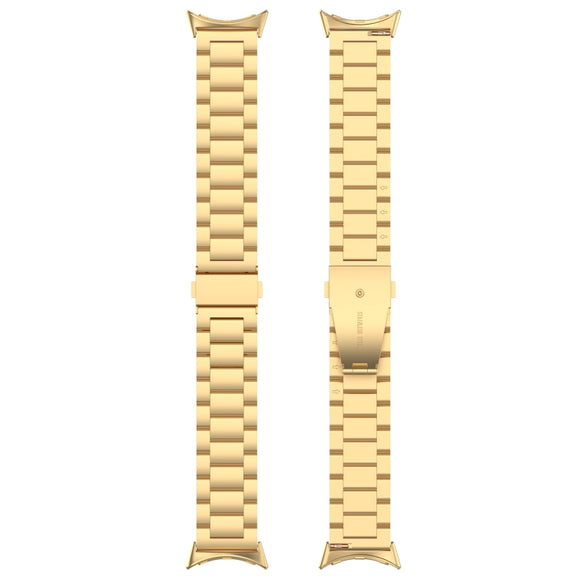 For Google Pixel Watch 3 45mm Three Beads Stainless Steel Metal Watch Band(Gold)