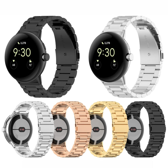 For Google Pixel Watch 3 41mm Three Beads Stainless Steel Metal Watch Band(Gold)