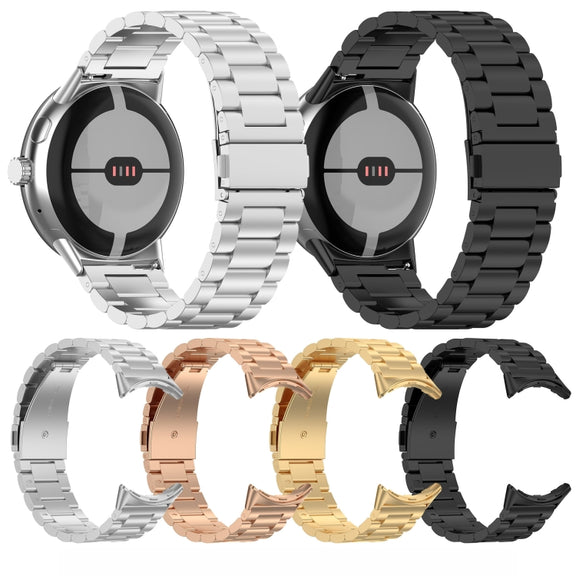 For Google Pixel Watch 3 41mm Three Beads Stainless Steel Metal Watch Band(Gold)