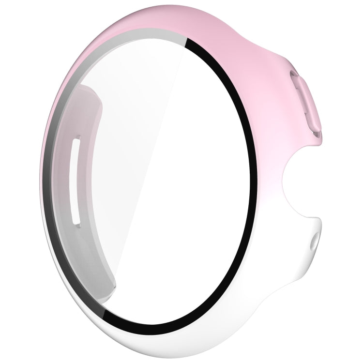 For Google Pixel Watch 3 41mm PC + Tempered Film Integrated Watch Protective Case(Pink+White)