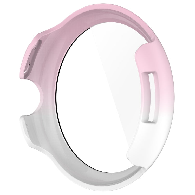 For Google Pixel Watch 3 41mm PC + Tempered Film Integrated Watch Protective Case(Pink+White) - Watch Cases by PMC TechLife | Online Shopping South Africa | PMC TechLife | Buy Now Pay Later Mobicred