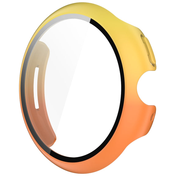 For Google Pixel Watch 3 41mm PC + Tempered Film Integrated Watch Protective Case(Yellow+Orange)