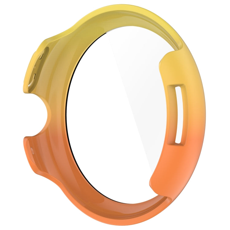 For Google Pixel Watch 3 41mm PC + Tempered Film Integrated Watch Protective Case(Yellow+Orange)