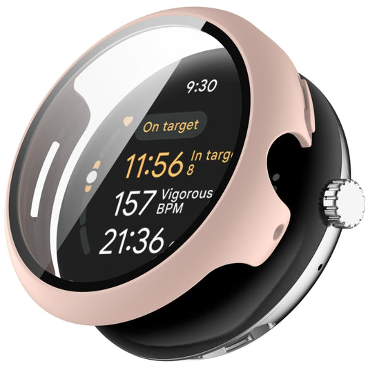 For Google Pixel Watch 3 41mm PC + Tempered Film Integrated Watch Protective Case(Pink) - Watch Cases by PMC Jewellery | Online Shopping South Africa | PMC Jewellery | Buy Now Pay Later Mobicred