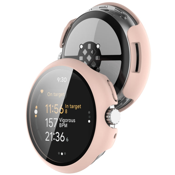 For Google Pixel Watch 3 41mm PC + Tempered Film Integrated Watch Protective Case(Pink)