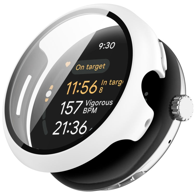 For Google Pixel Watch 3 41mm PC + Tempered Film Integrated Watch Protective Case(White) - Watch Cases by PMC TechLife | Online Shopping South Africa | PMC TechLife | Buy Now Pay Later Mobicred