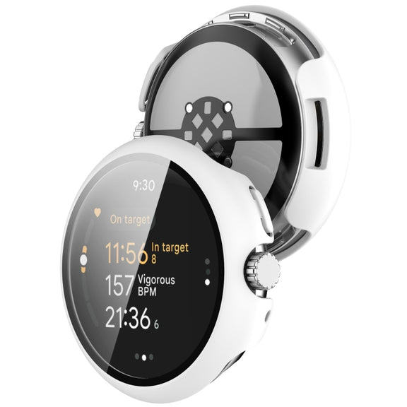 For Google Pixel Watch 3 45mm PC + Tempered Film Integrated Watch Protective Case(White)
