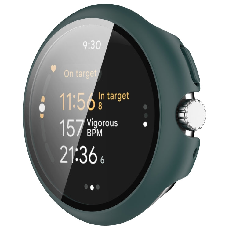 For Google Pixel Watch 3 45mm PC + Tempered Film Integrated Watch Protective Case(Green) - Watch Cases by PMC TechLife | Online Shopping South Africa | PMC TechLife | Buy Now Pay Later Mobicred